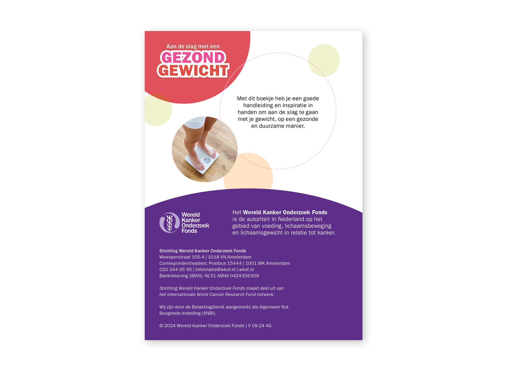 Achterzijde van de brochure 'Aan de slag met een gezond gewicht'.