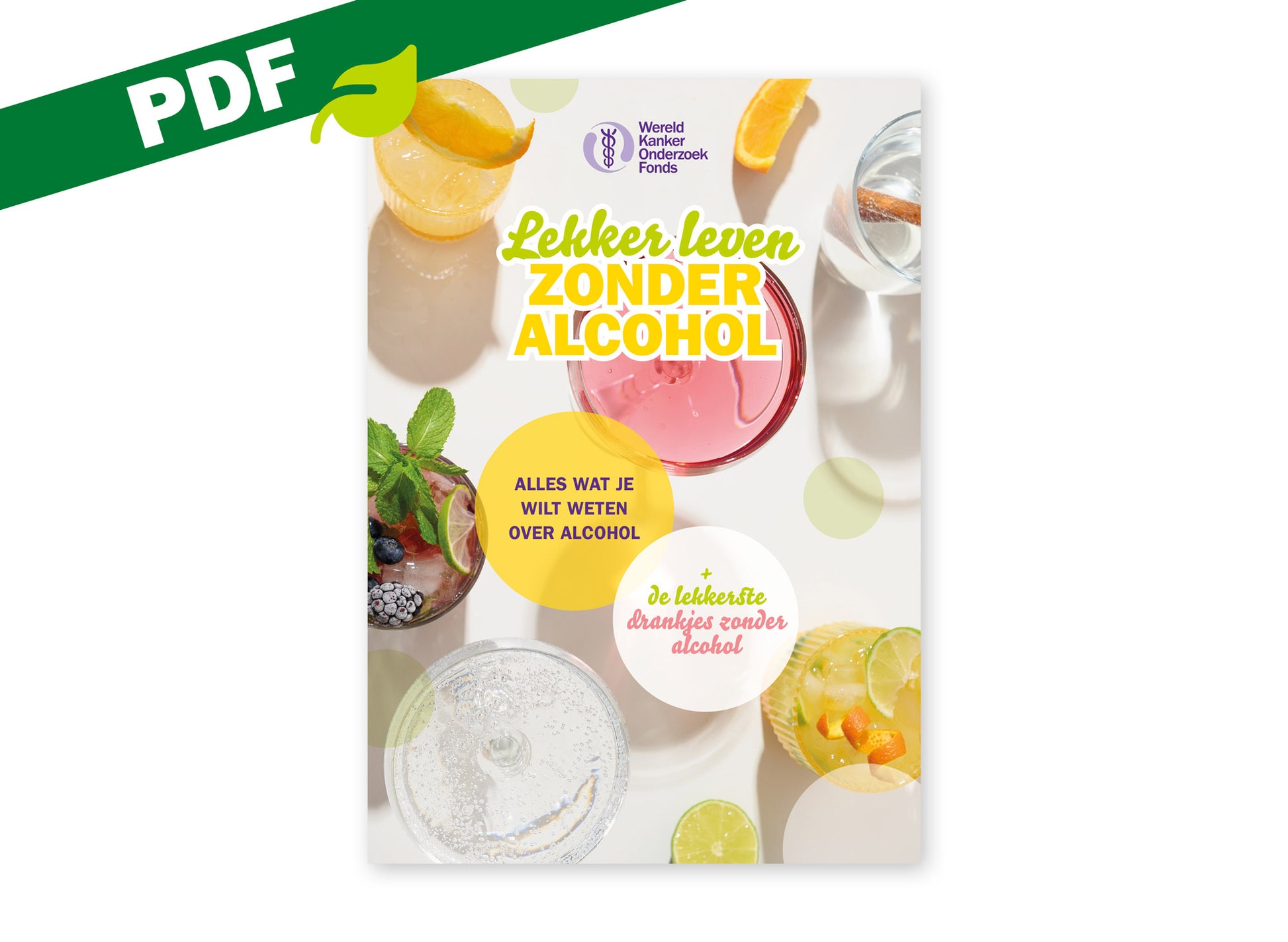 Omslag van de PDF-versie van de brochure 'Lekker leven zonder alcohol'.