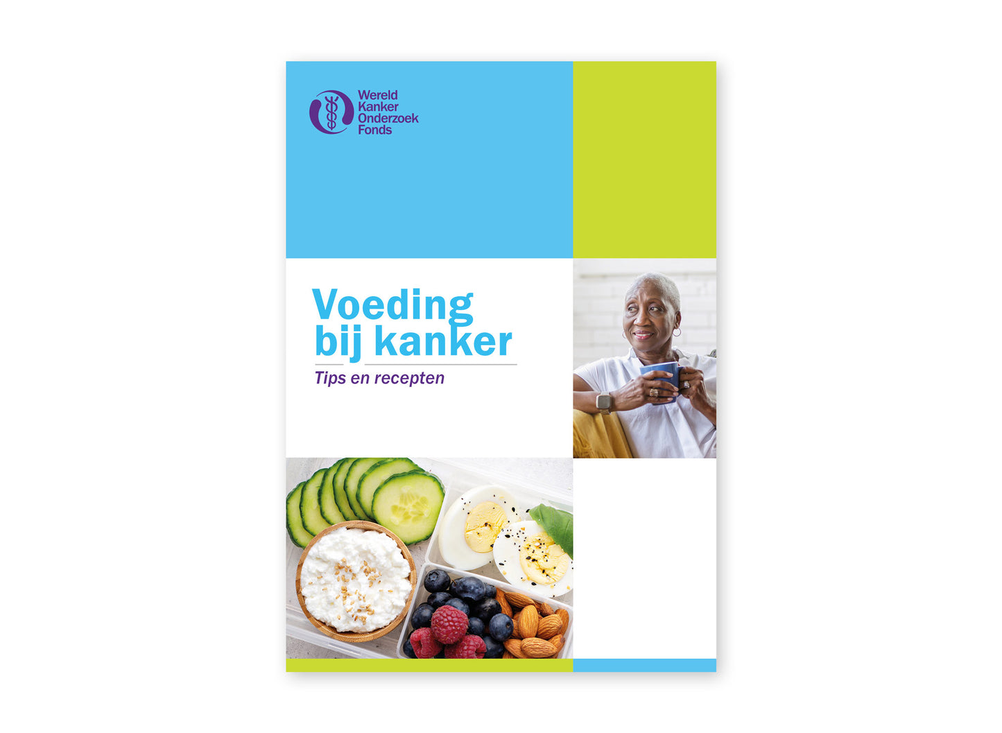 Omslag van de brochure 'Voeding bij kanker' van het Wereld Kanker Onderzoek Fonds.