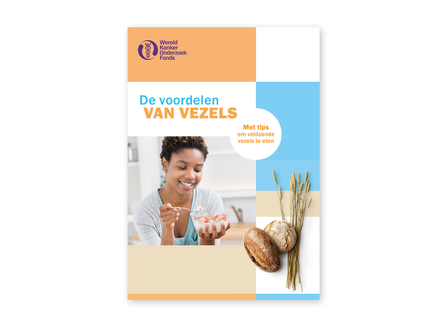 Omslag van de brochure 'De voordelen van vezels' van het Wereld Kanker Onderzoek Fonds.