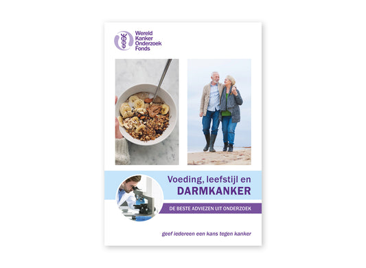 Omslag van de folder 'Voeding, leefstijl en darmkanker'.
