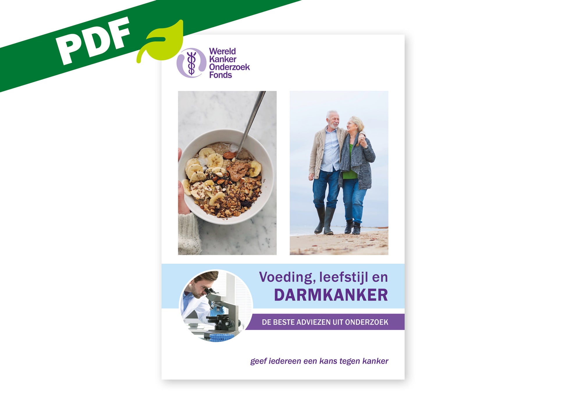 Omslag van de PDF-versie van de folder 'Voeding, leefstijl en darmkanker'.