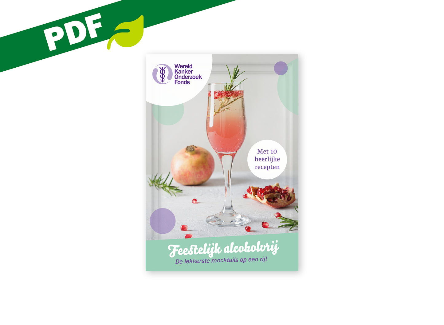Omslag van de PDF-versie van het boekje 'Feestelijk alcoholvrij' van het Wereld Kanker Onderzoek Fonds.