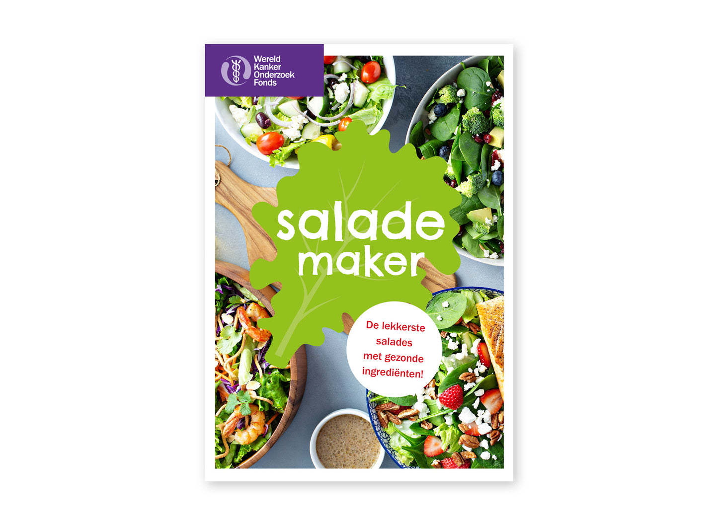 Omslag van het kookboekje 'Salademaker' van het Wereld Kanker Onderzoek Fonds.